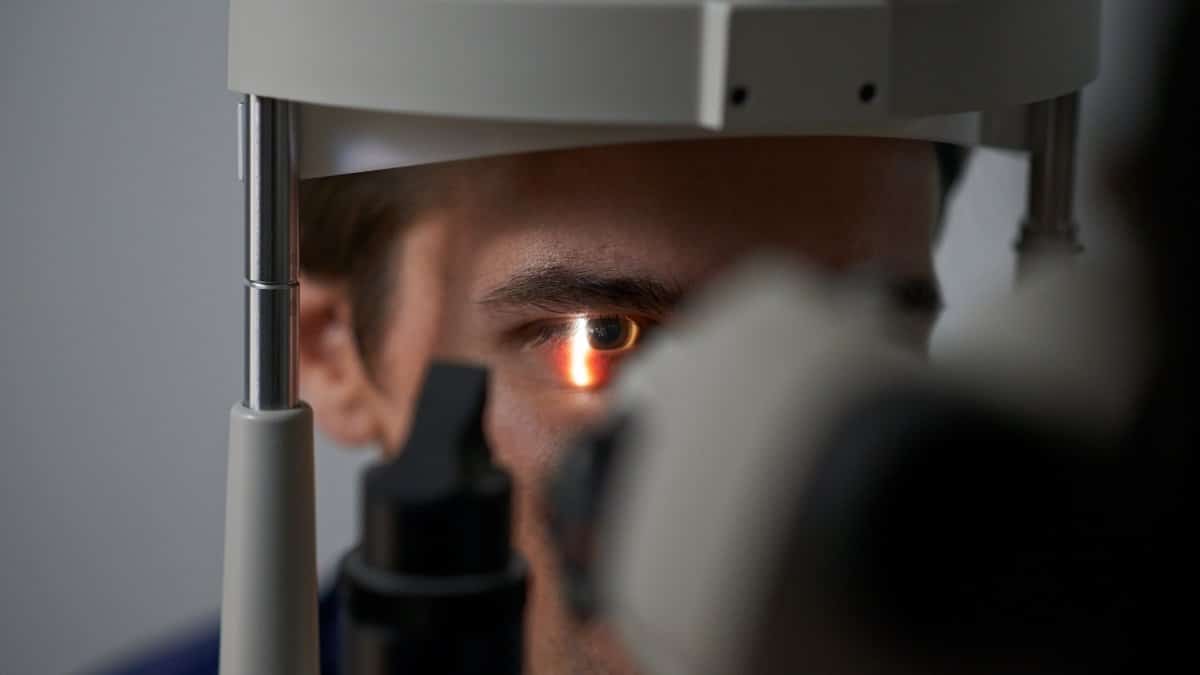 Man getting eye check up
