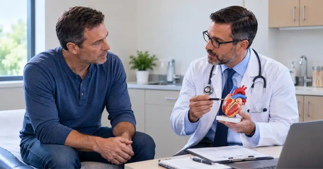 Doctor discussing heart health and cardiovascular disease prevention with a male patient