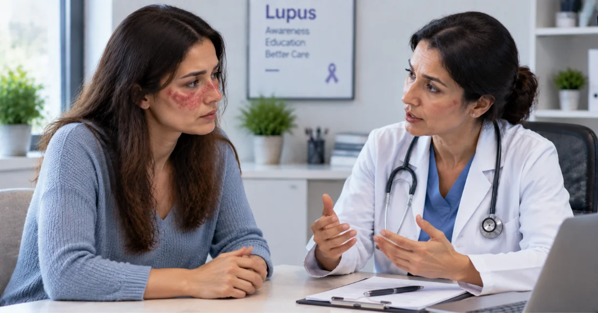 Doctor discussing lupus treatment with a woman