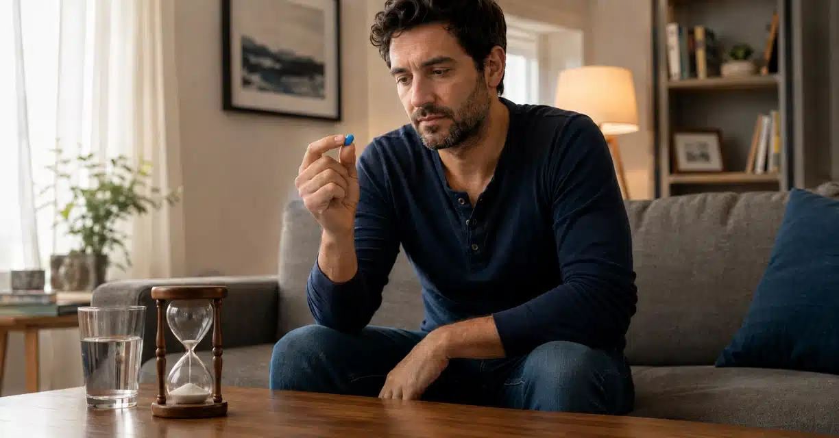 Man holding a sildenafil tablet