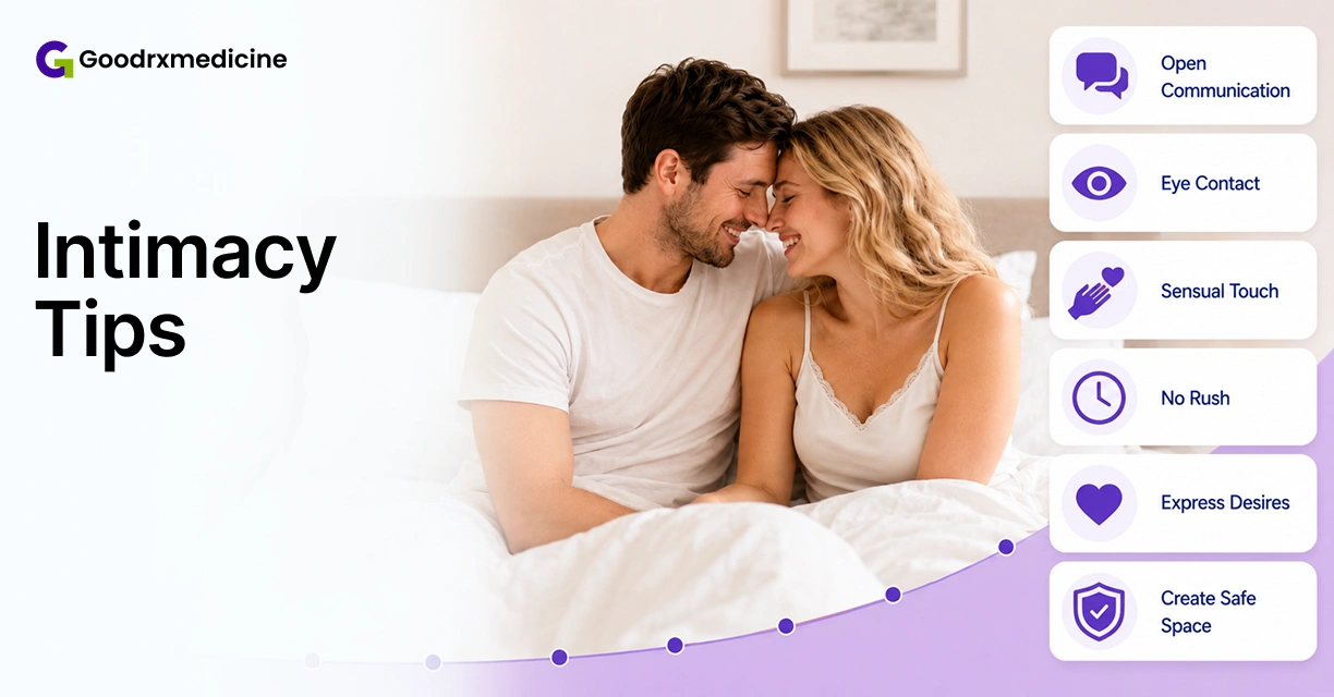 Couple sharing an intimate moment beside relationship intimacy tips