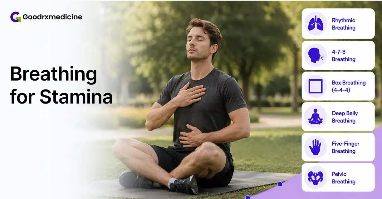 Man practicing deep breathing outdoors to improve sexual stamina
