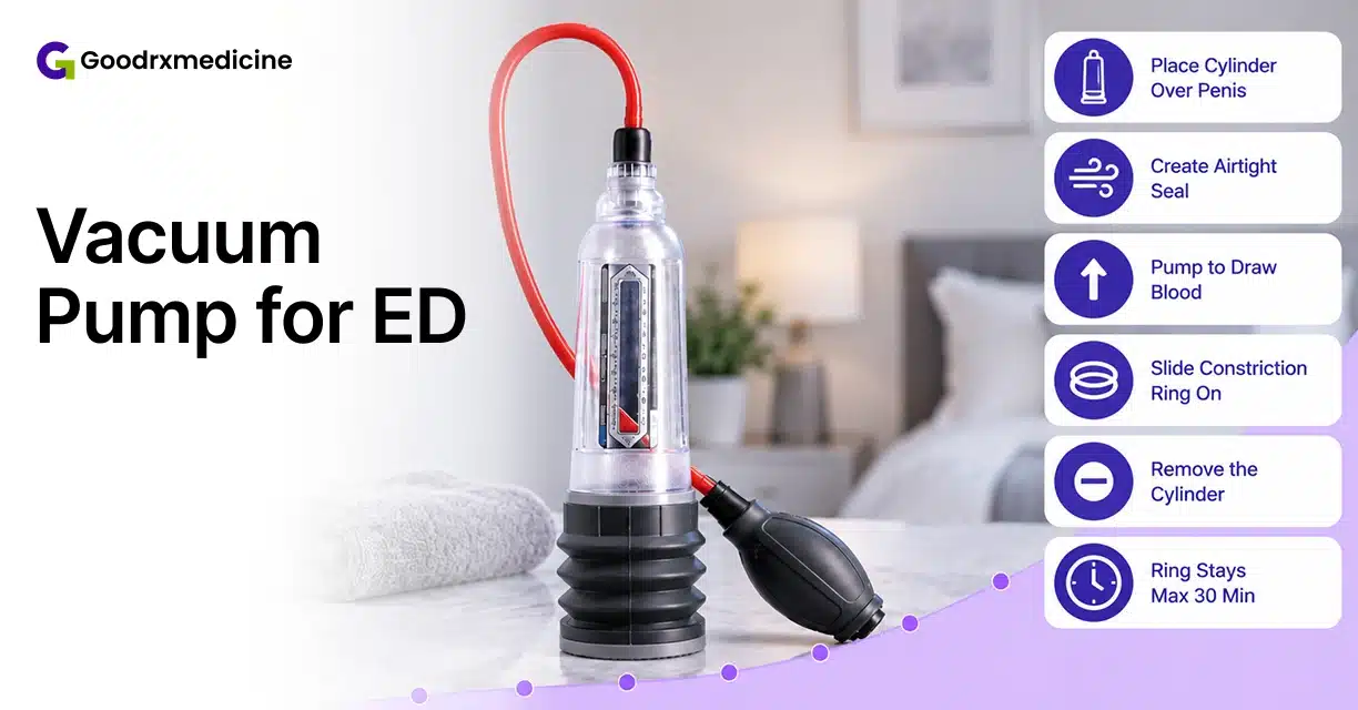 Vacuum erection device with steps for erectile dysfunction use