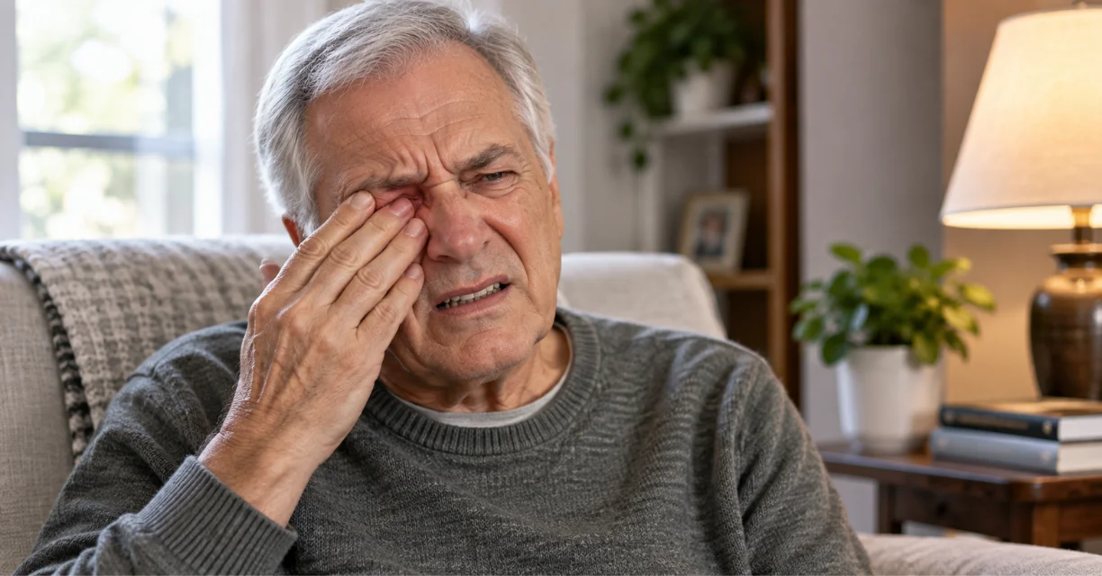 Older man rubbing his painful eye