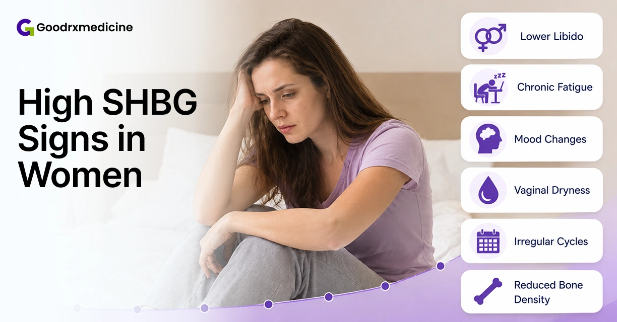 Woman sitting on floor with common signs of high SHBG in females