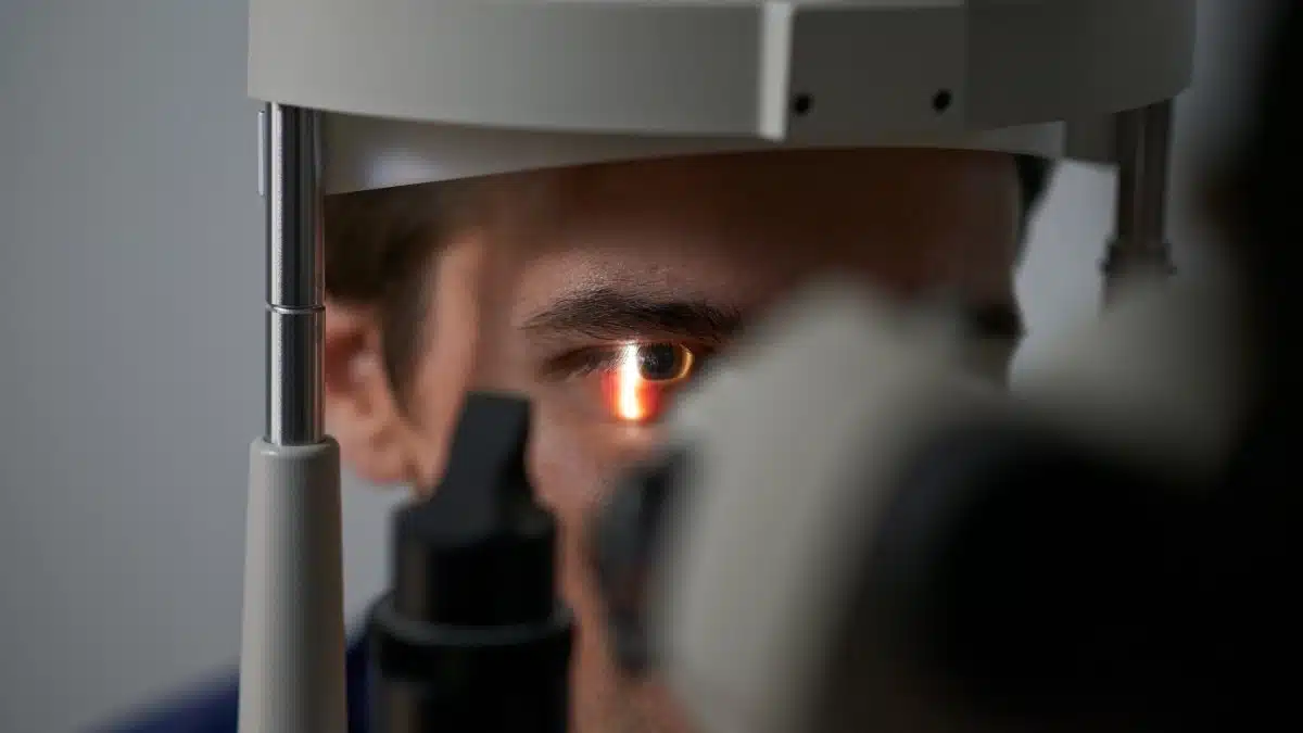 Man getting eye check up