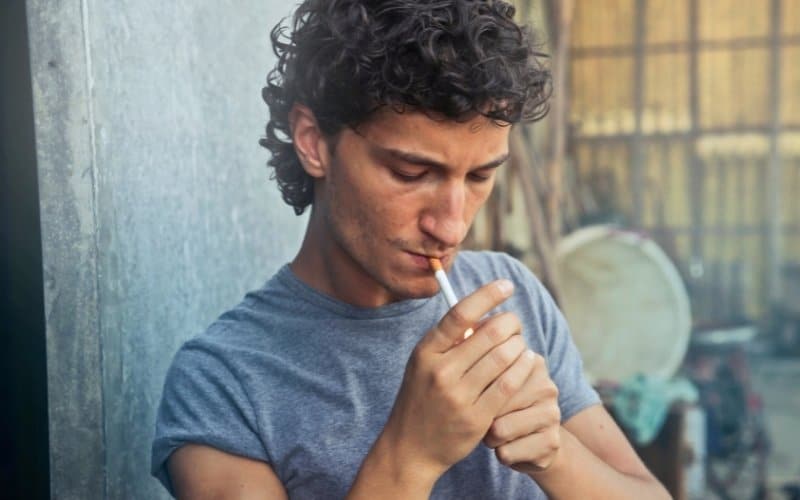 A man smoking cigarette