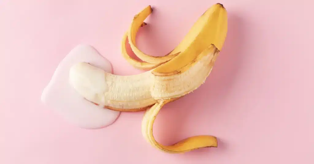 a banana leaking liquid to simulate ejaculation