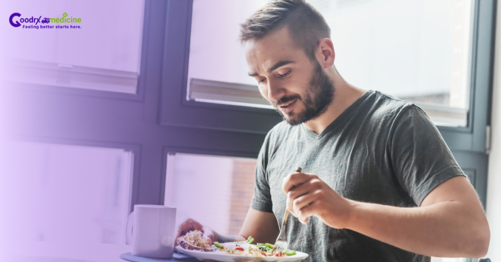 Man eating healthy food