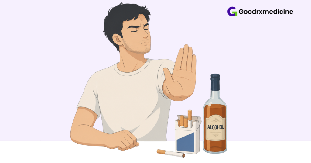 Man refusing alcohol and cigarettes to support faster ejaculation