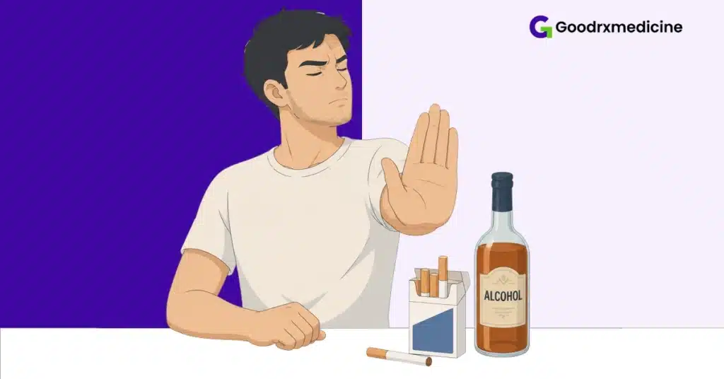 Man refusing alcohol and cigarettes to support faster ejaculation