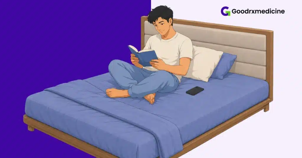 Man avoiding masturbation before sex while sitting on bed