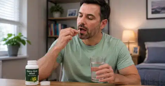 Man taking horny goat weed supplement for ED support