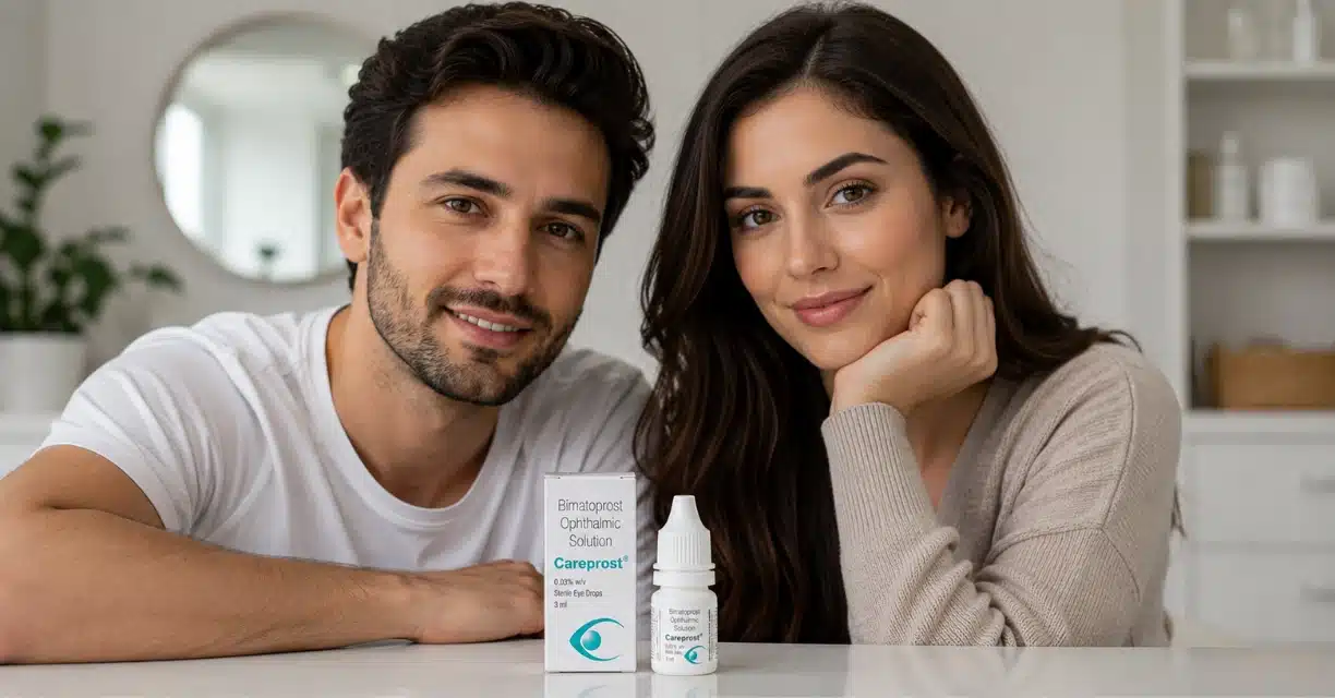 Man and woman showing Careprost use for both sexes