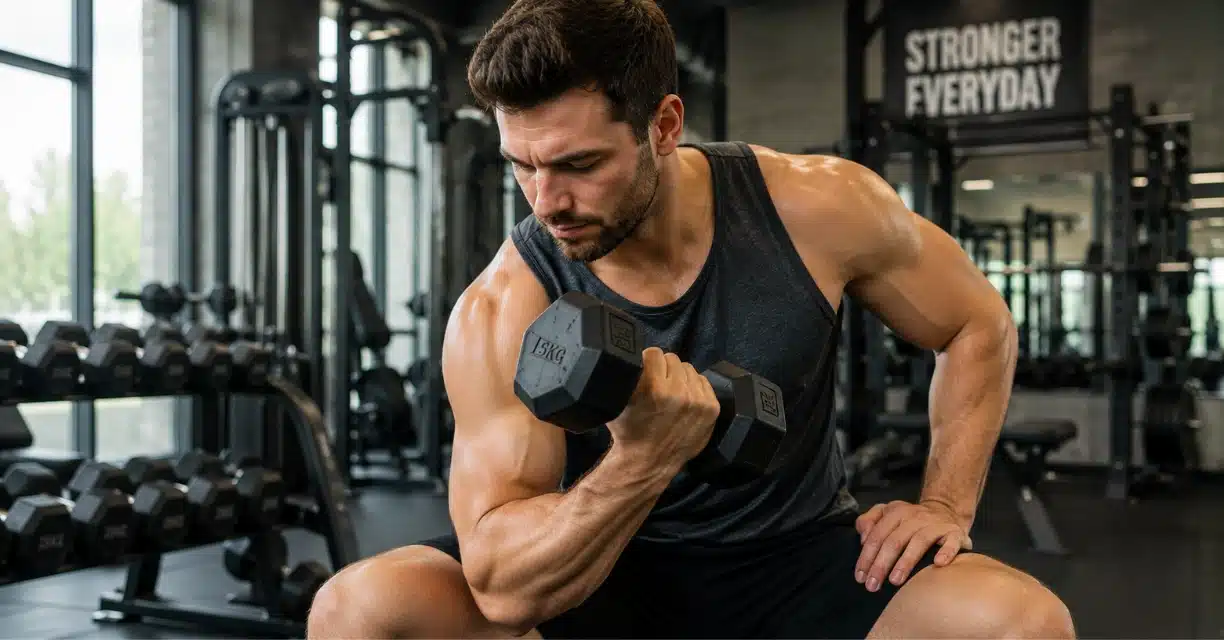 Man strength training to support natural testosterone levels