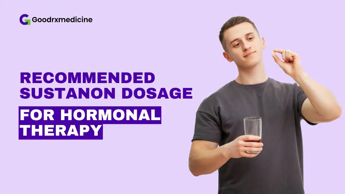Man holding a pill and a glass of water.