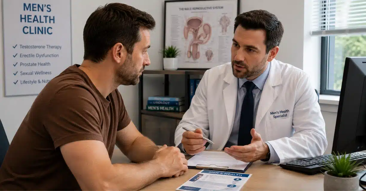 Doctor discussing premature ejaculation treatment with man in Atlanta