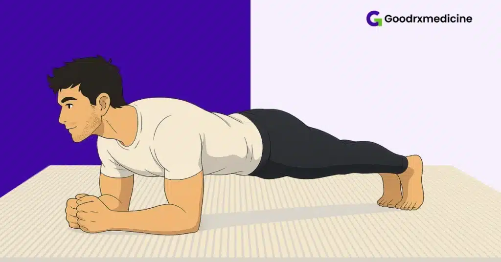 Man holding a plank exercise to build strength and control