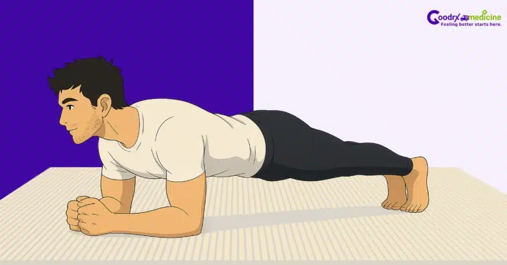 Man holding plank exercise to build core strength and sexual stamina
