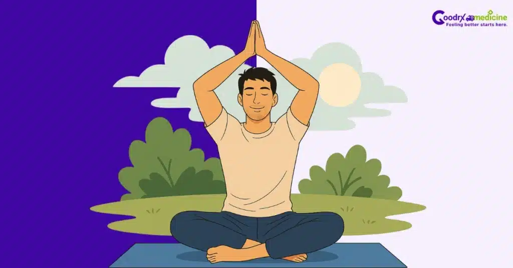 Man meditating outdoors to reduce stress and improve erections naturally