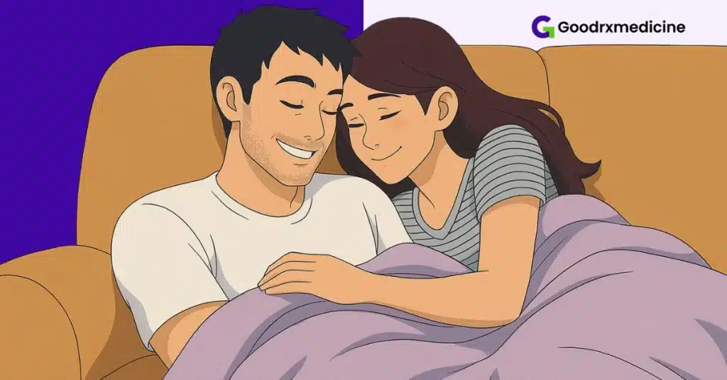 Couple cuddling on a couch to strengthen emotional intimacy