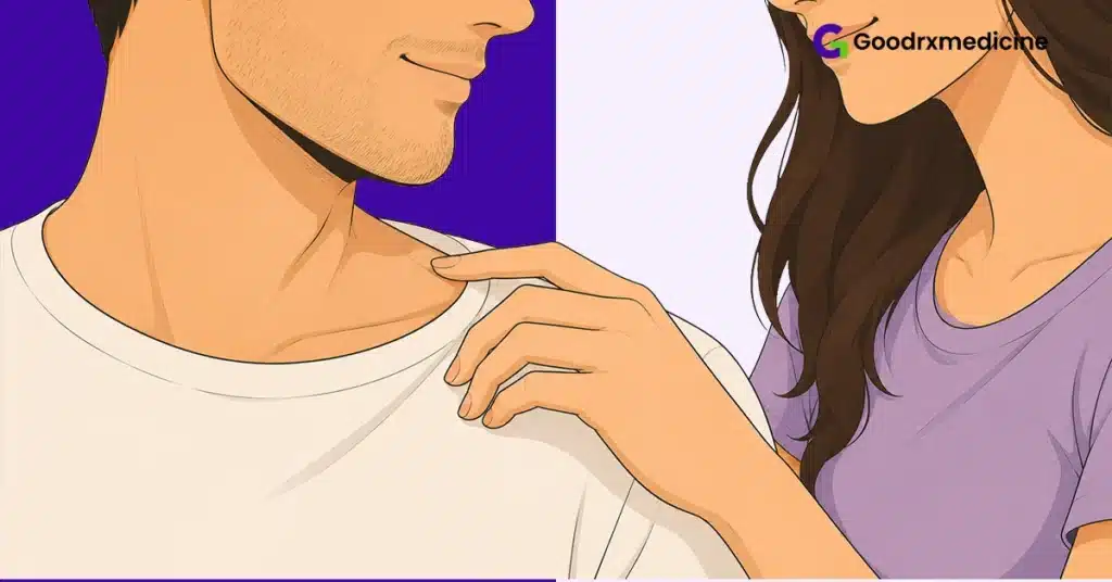 Woman gently touching her partner's neck and shoulder