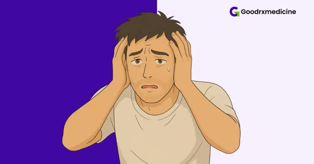 Person holding head with blurry effect showing alcohol-related fog