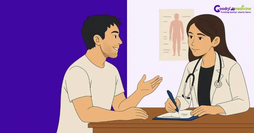 Man in clinic discussing safety tips for herbal supplements