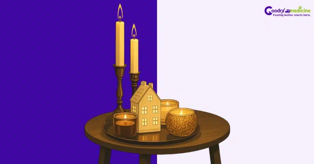 Nightstand with flickering candles for romantic lighting