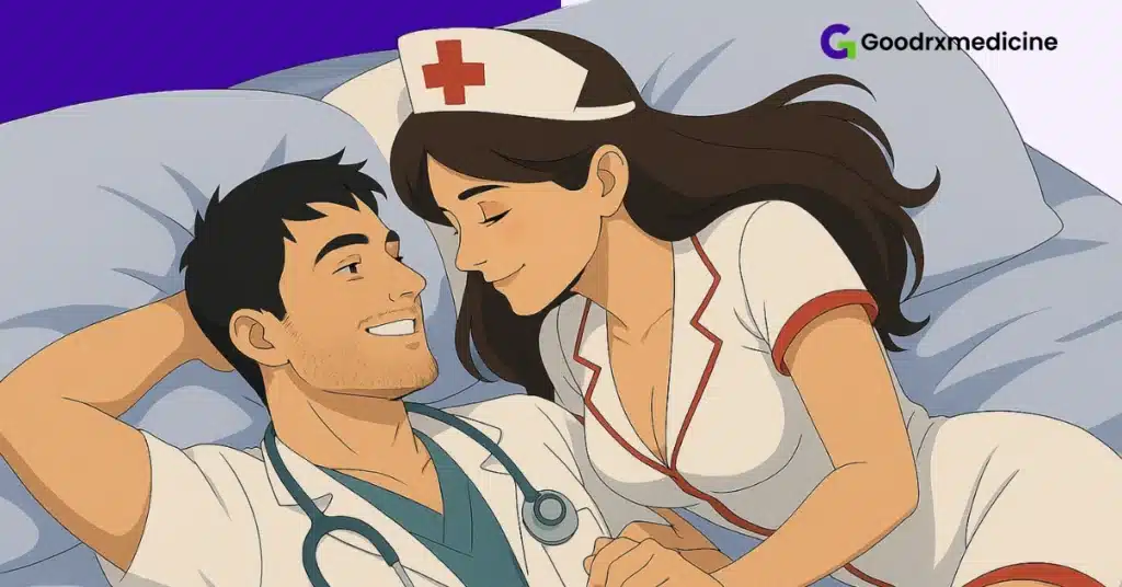 Couple role-playing as doctor and nurse