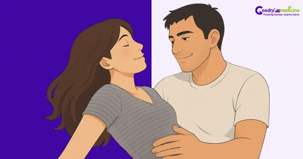 Sensual hand on lower back showing physical intimacy