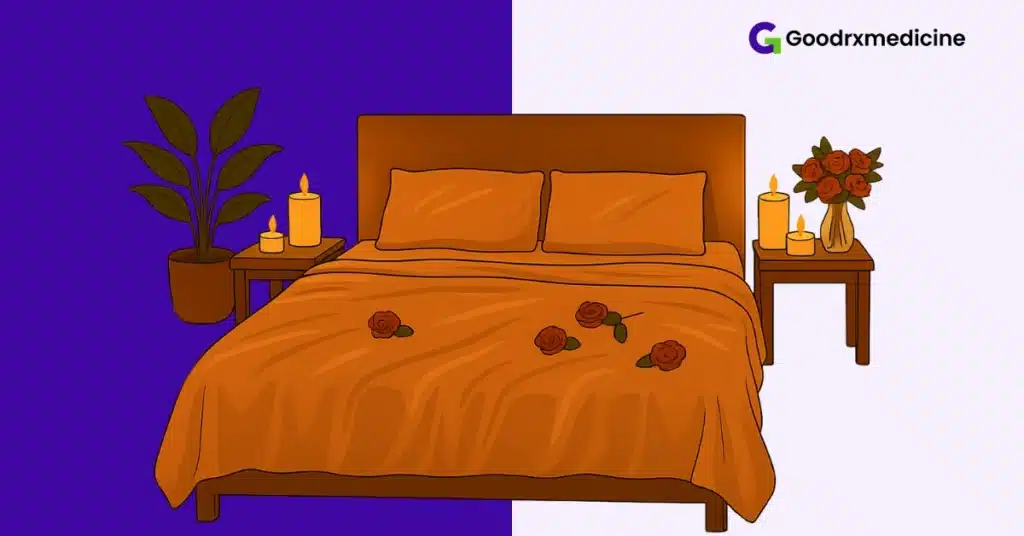 Softly lit bedroom creating a romantic atmosphere for intimacy