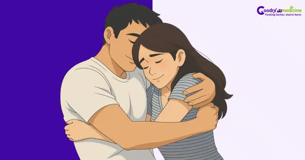 Tender hug symbolizing healing and trust