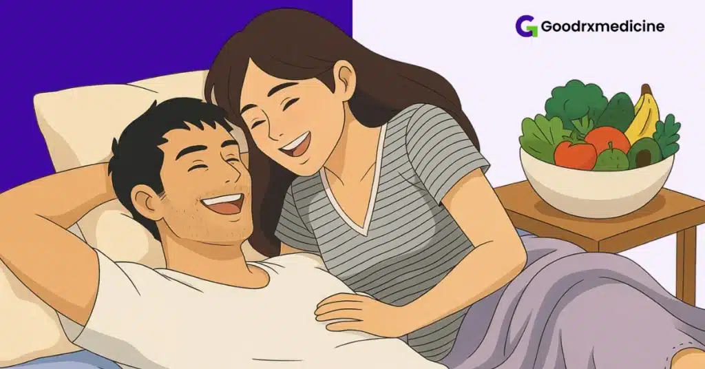 Couple enjoying closeness after improving diet and energy levels