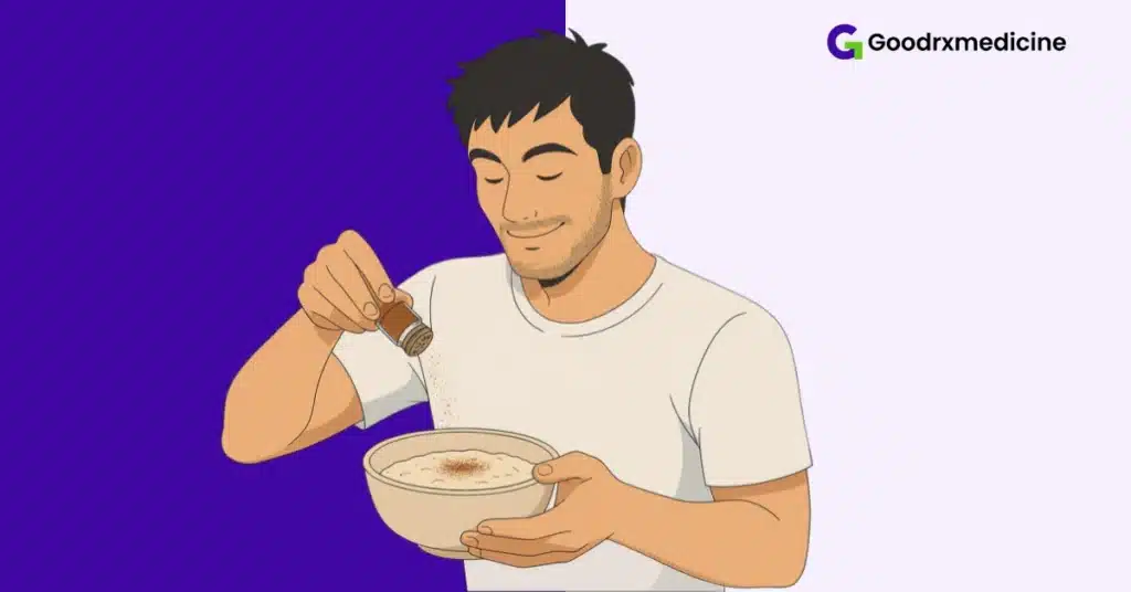 Man sprinkling cinnamon powder