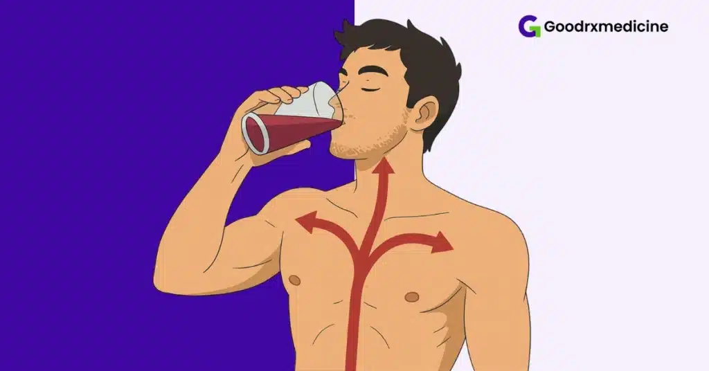 man drinking pomegranate juice