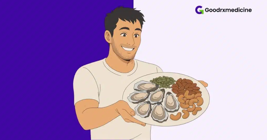 Zinc and magnesium-rich foods like oysters and seeds for better erections