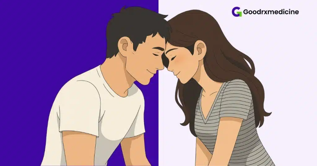 Couple sharing forehead-to-forehead moment