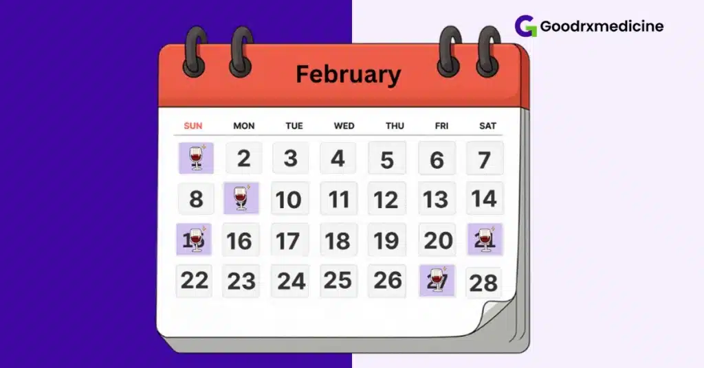 Calendar showing limited drinking days to encourage moderation