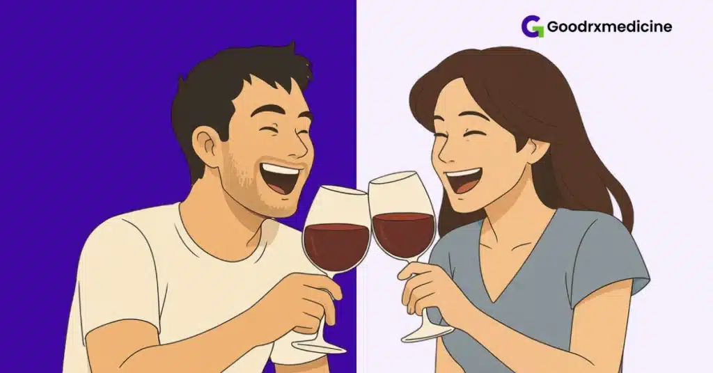 Couple clinking wine glasses while choosing alcohol mindfully