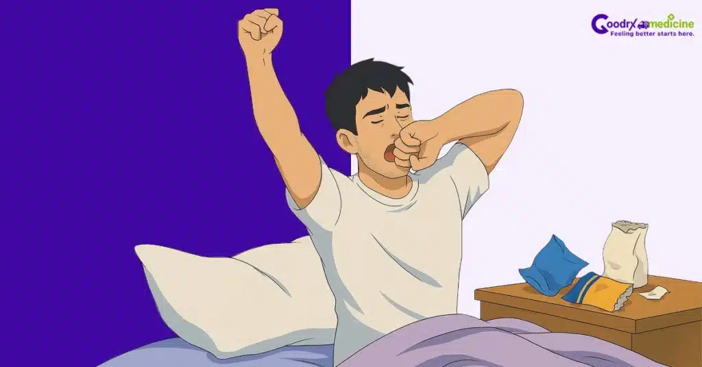 Man stretching after restful sleep
