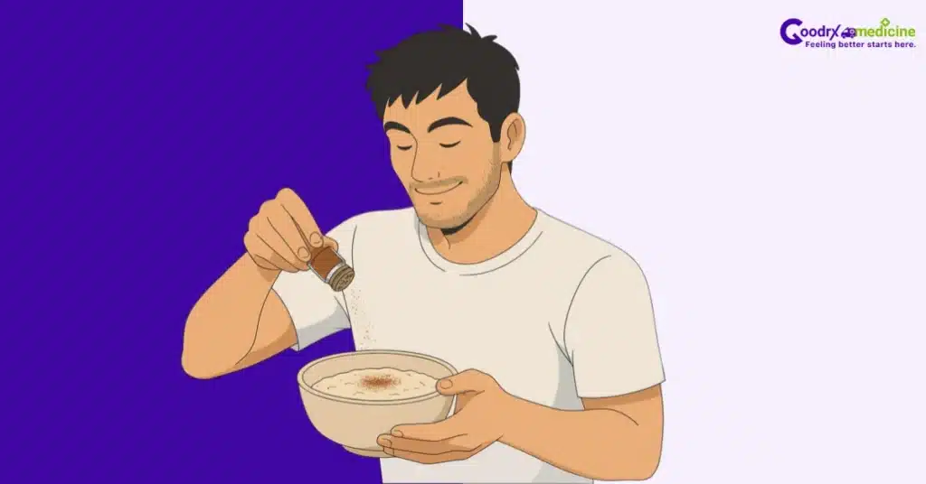 Man sprinkling cinnamon powder
