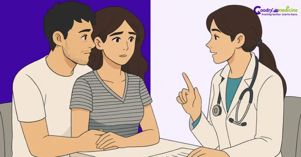 Couple talking to a healthcare professional