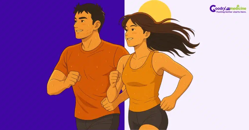 Fit couple jogging at sunset to boost stamina