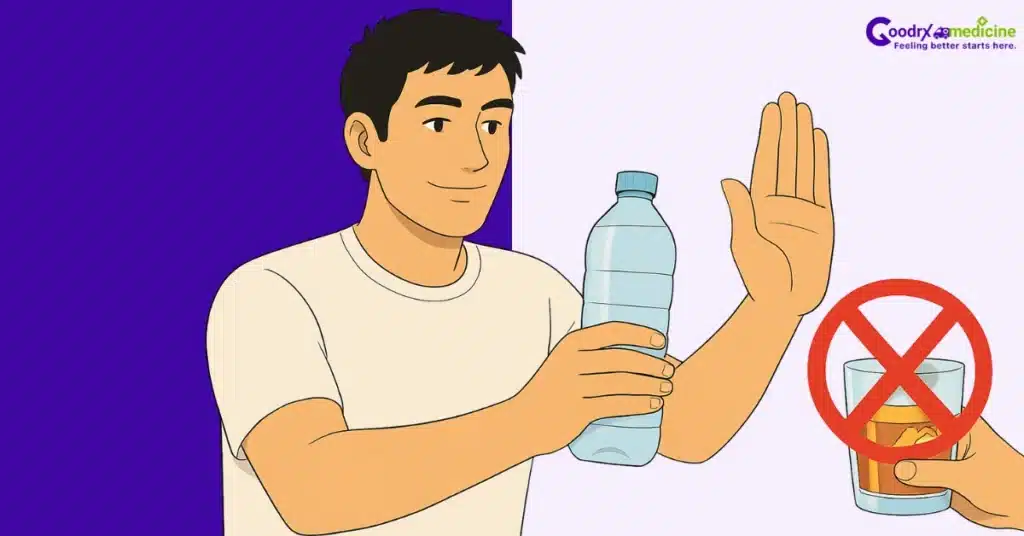 Man choosing water instead of alcohol for better erections