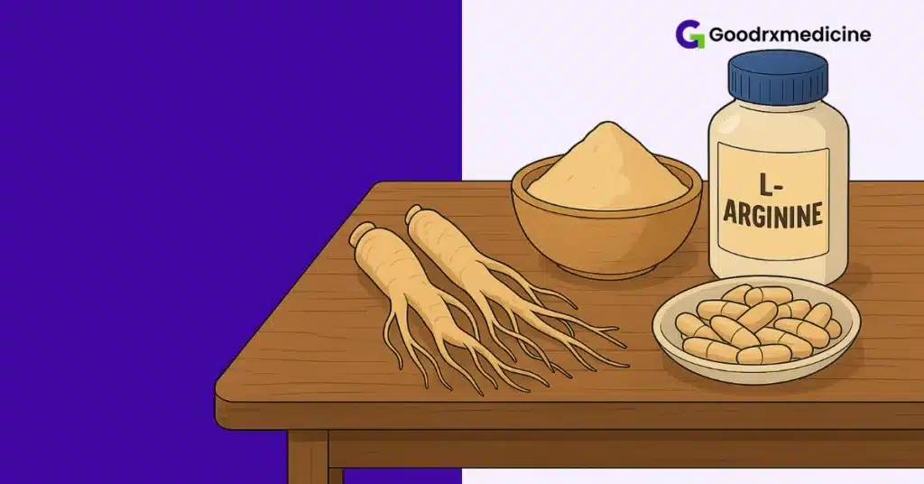 Natural female libido supplements on table