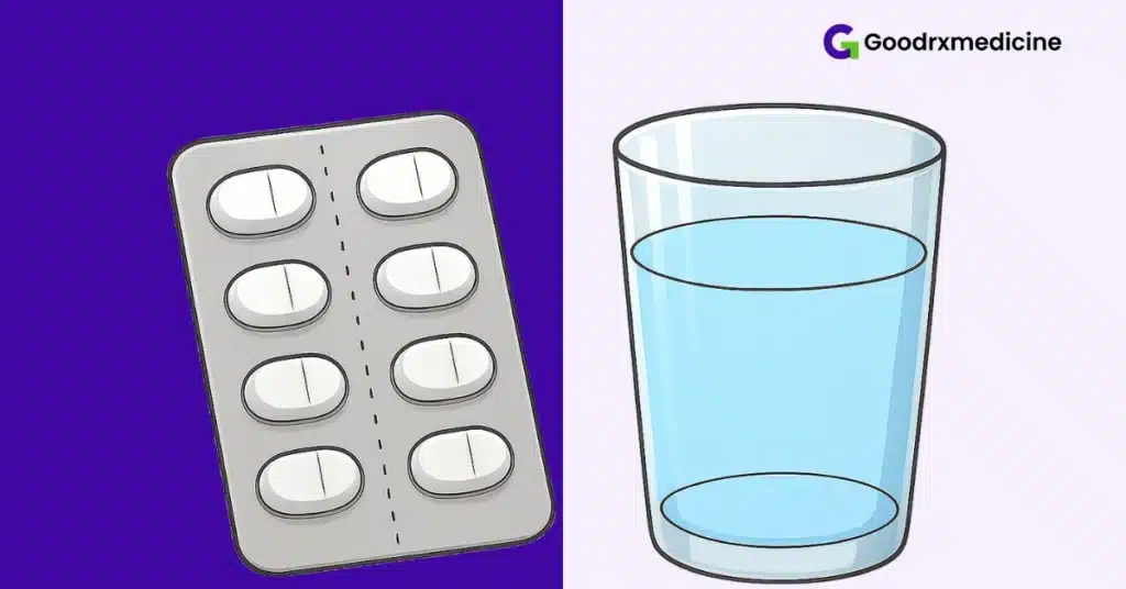 Prescription pills beside water glass for treating sexual performance issues