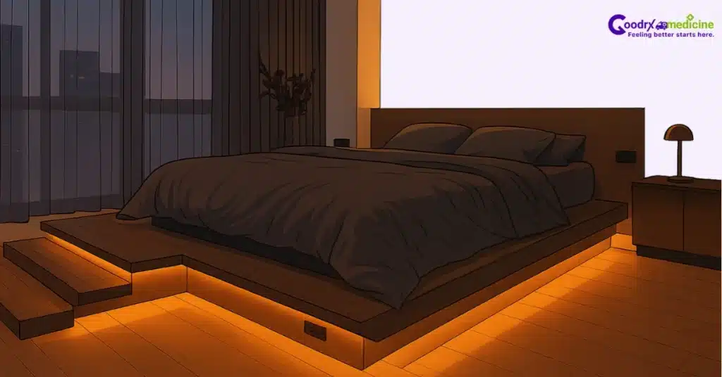 Dim lighting in bedroom creating a stress-free environment for better intimacy
