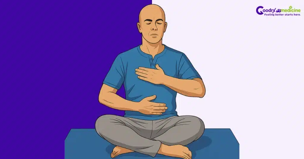 Male meditating with nostril breathing technique