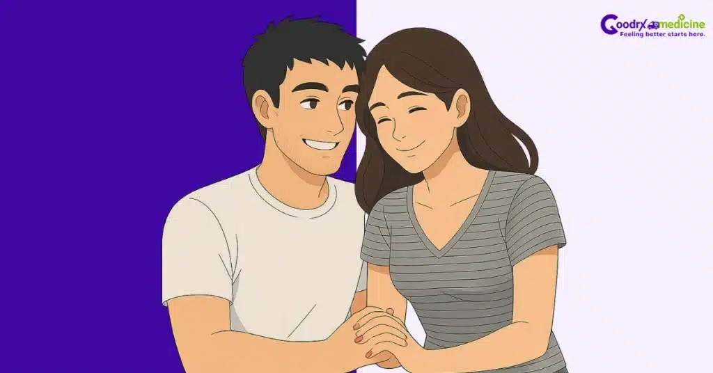 Happy couple bonding to understand intimacy patterns and reduce anxiety